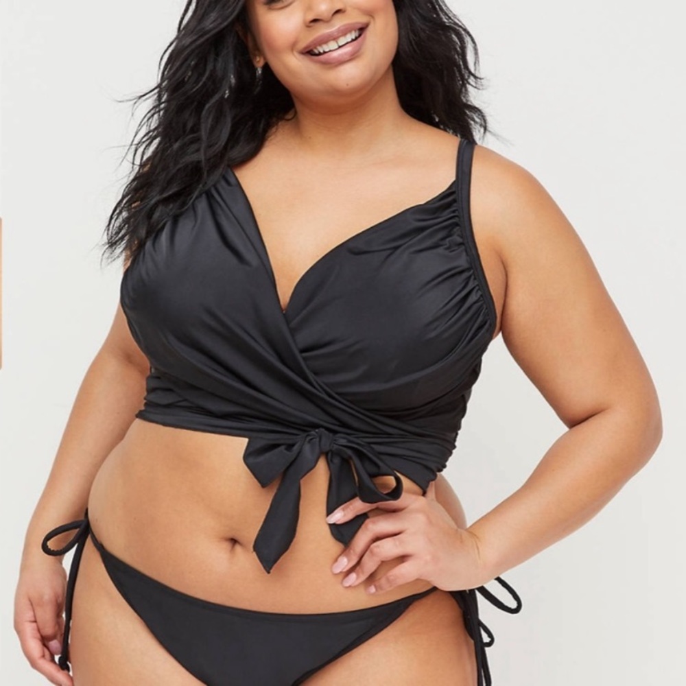 LANE BRYANT wrap longline swim bikini top